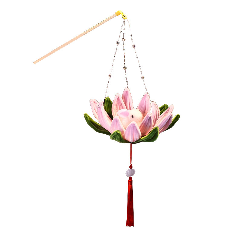中秋节莲花灯笼 新款幼儿园儿童手工diy材料包扭扭棒兔子宫灯|undefined