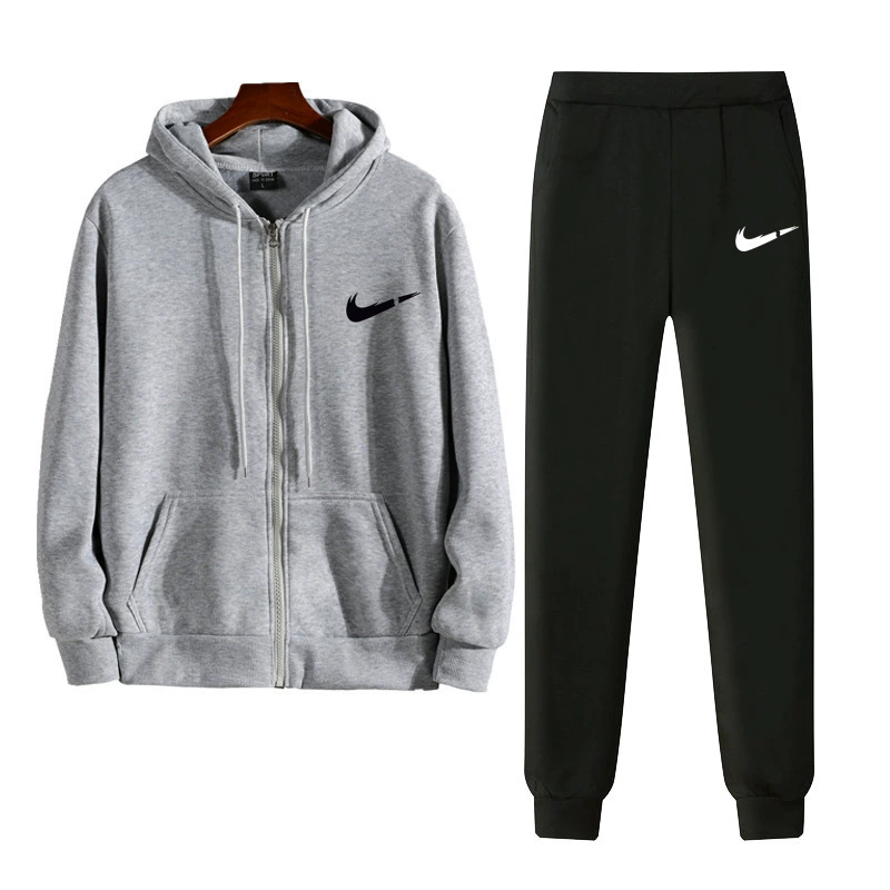 Кросс-бордерный экспорт новых мужских и женских спортивных костюмов с молнией: толстовка + брюки, повседневный свободный вельветовый худи