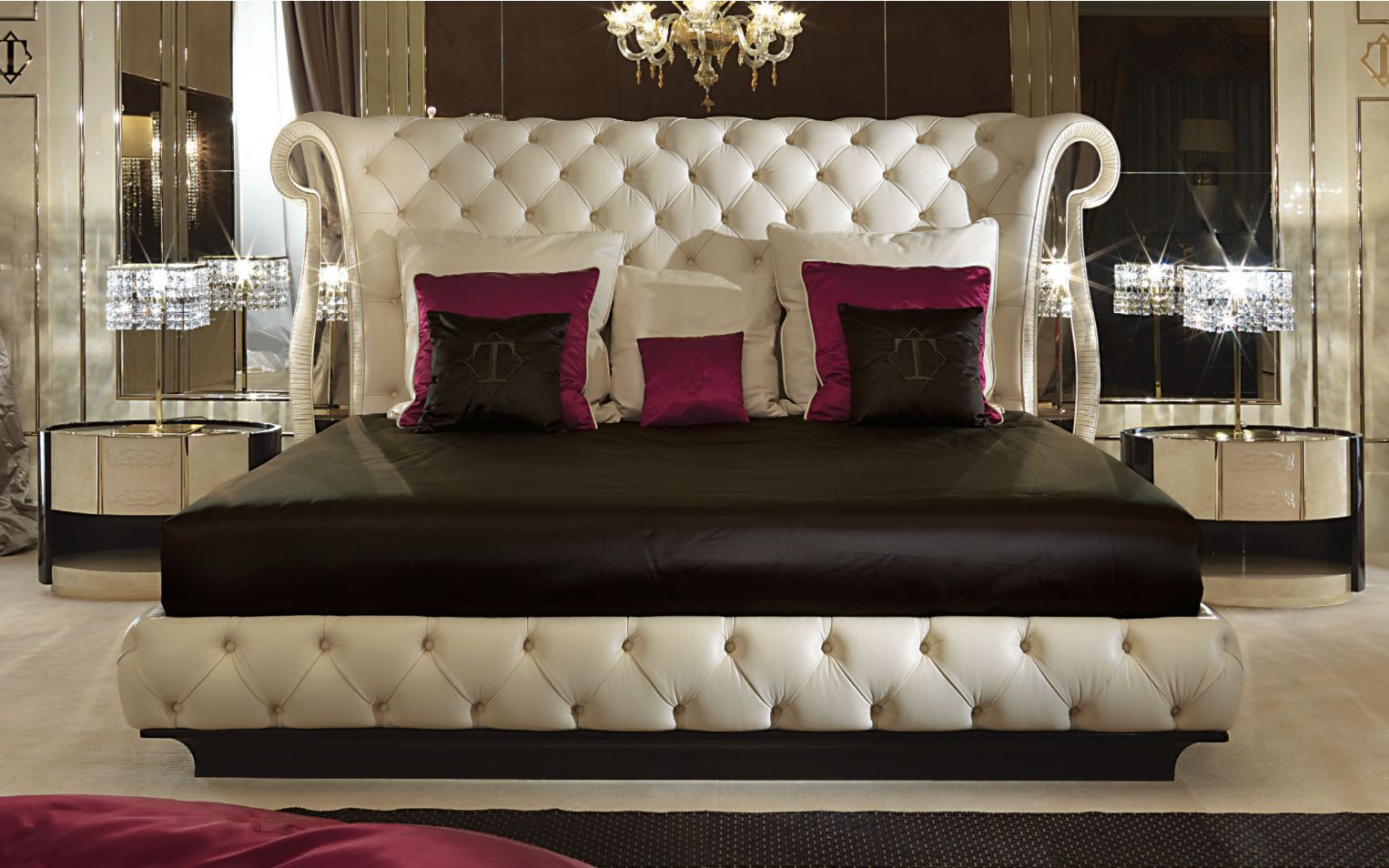輕奢大床意大利品牌同款高端臥室家具豪宅臥室家具明星同款