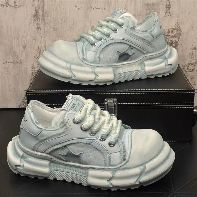 Новые летние парусиновые туфли с большим носком, дышащая повседневная обувь на толстой подошве, мужская спортивная обувь для молодых студентов, модная обувь.