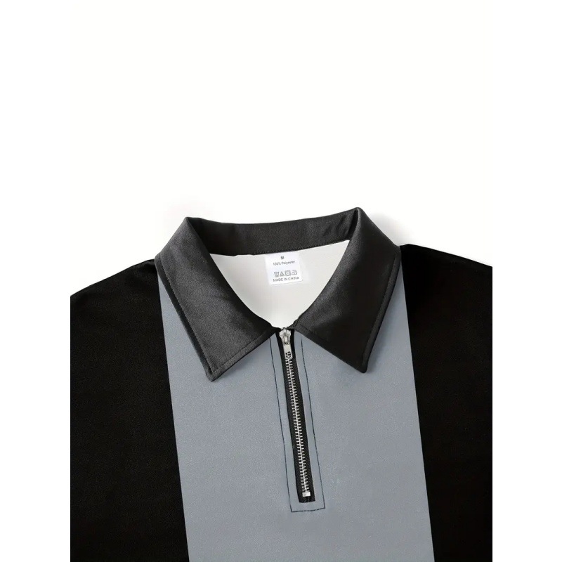 AliExpress Cross-border de los hombres de la calle principal de Europa y América, ancho de hombro, manga corta suelta, cremallera, camisa POLO, impresión a rayas 3D