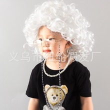 宝宝儿童假发帽100天拍照用老爷爷假发服装开学100天表演道具装扮