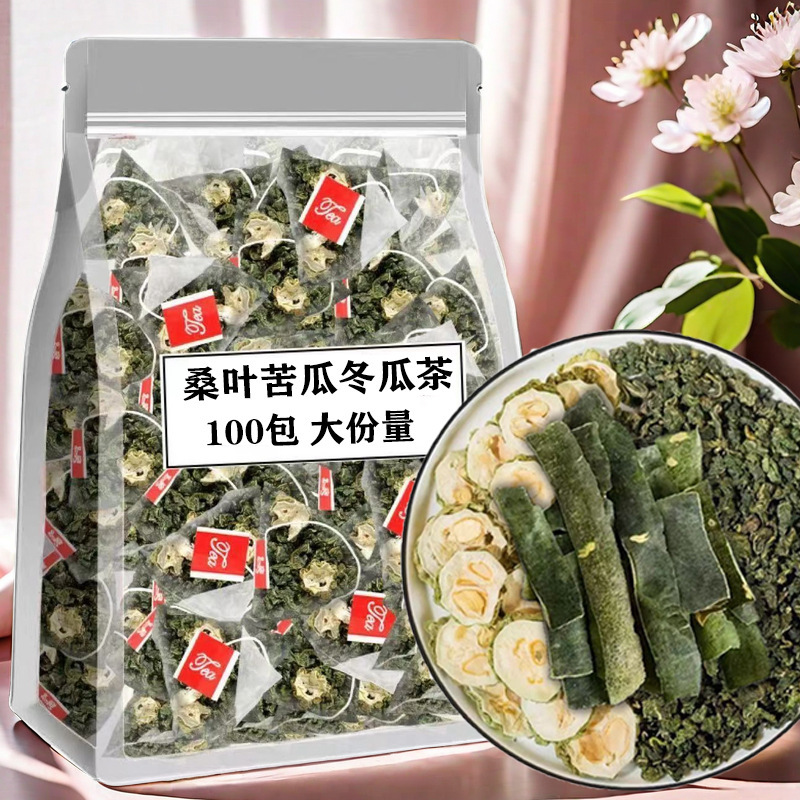 Mulberry Leaf Double Melon Tea Factory Price Direct Sales Triangular Bag Mulberry Leaf Tea Winter Melon Dried Bitter Melon Slices Soaked in Water to Drink Health Tea Bag