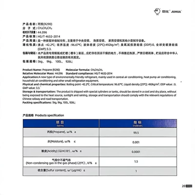 Juhua Original R290 Refrigerant, Air Antifriz