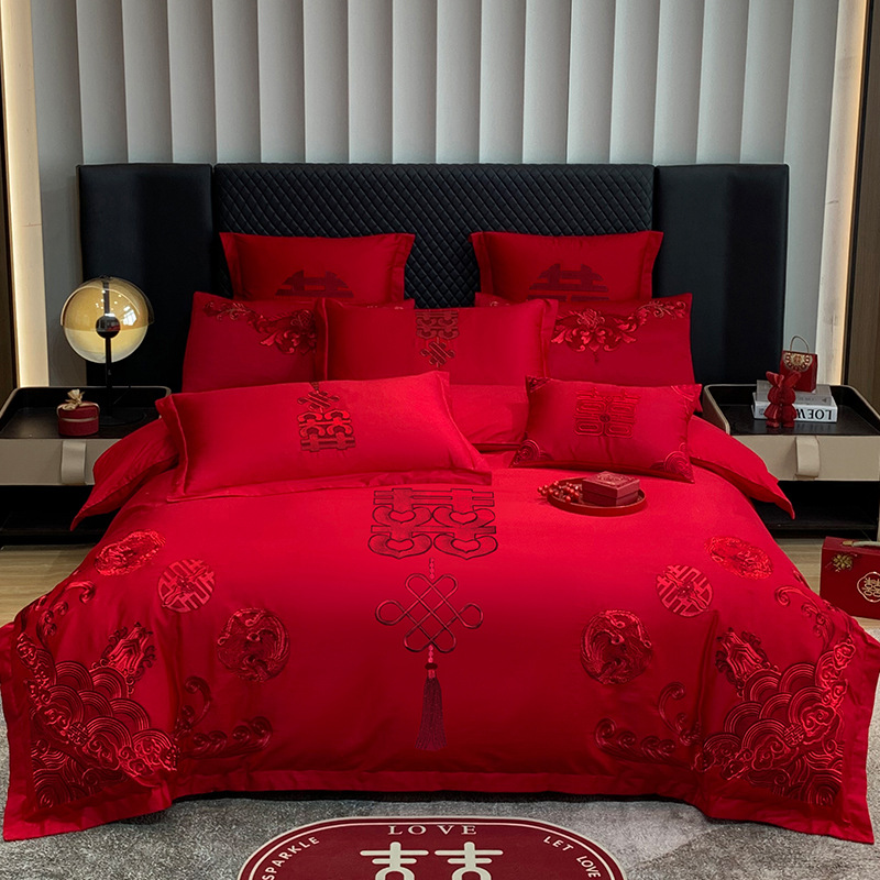 드래곤과 피닉스 더블 해피니스 XN-레드 [고급 자수]