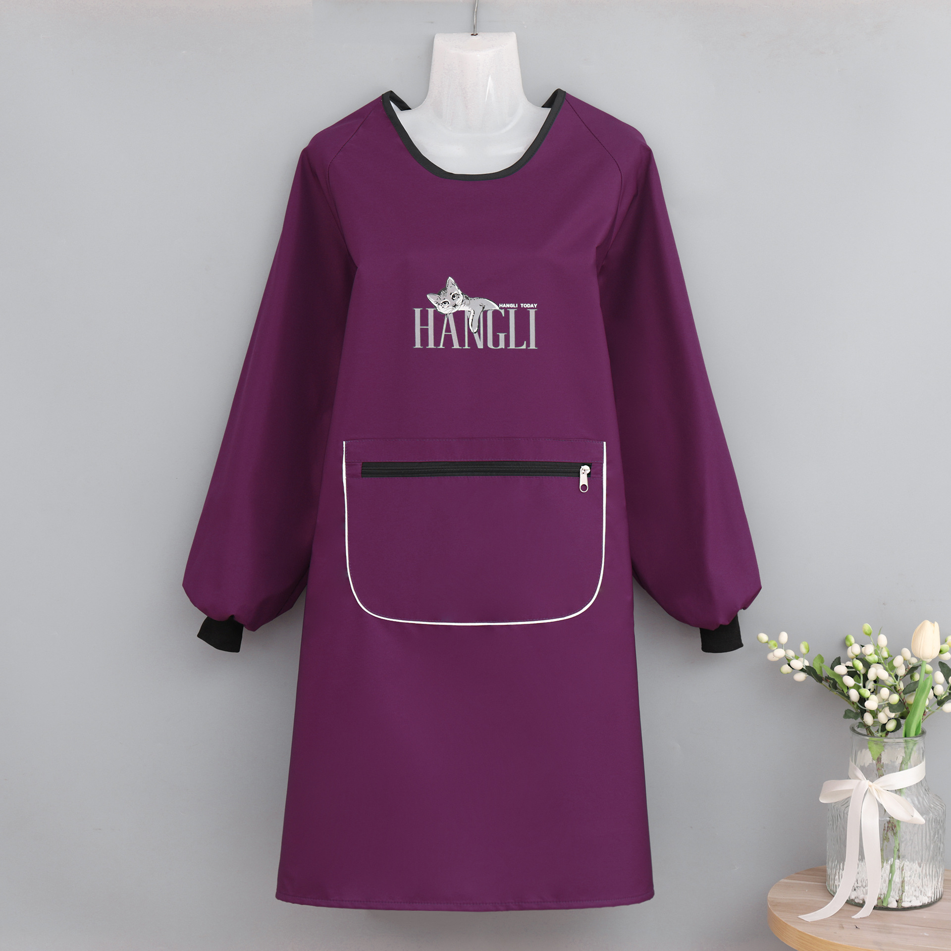 2025 otoño y invierno nuevo delantal 3284 impermeable a prueba de agua, mancha larga, bolsillo multicolor opcional