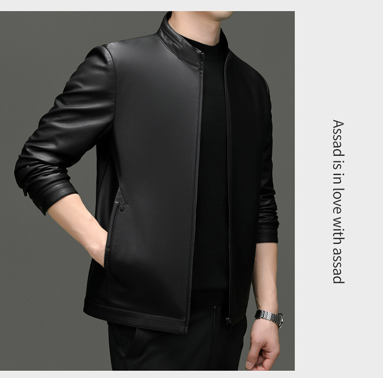 Stylish Men's Leather Jacket Stand Collar Winter Coat For Men_voghion.com