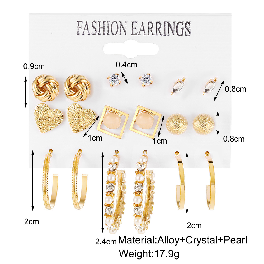 18g Weight Rhinestones Inlay Material Earrings Classification 1 Set Quantity Daily Occasion Imitation Pearl, Metal Material Star, Heart Shape Pattern Women'S Gender Plating Design Simple Style Style 1 Set Simple Style Star Heart Shape Plating Imitation Pearl Metal Rhinestones Earrings 2