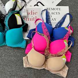 欧美外贸女内衣蕾丝面薄杯大胸显小夏季聚拢上托超大码时尚文胸