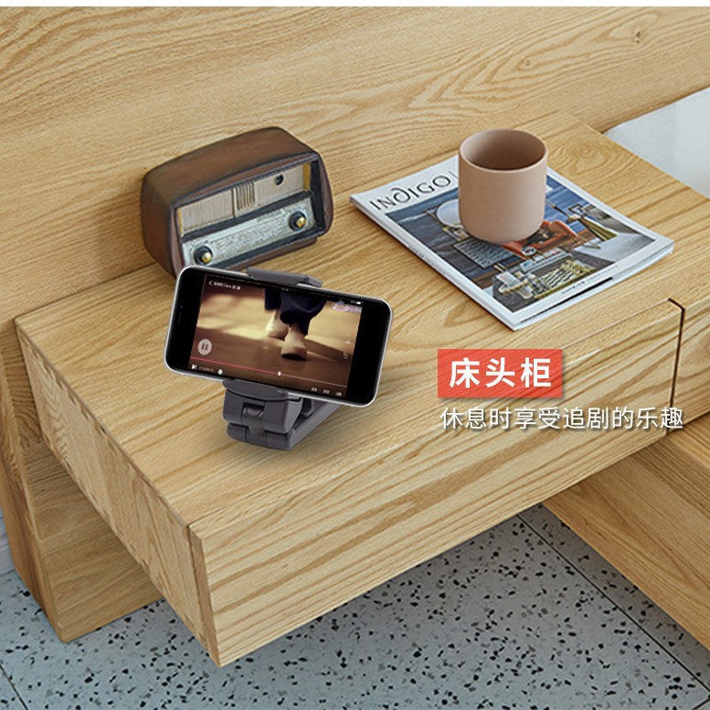 Soporte de viaje para teléfono móvil plegable 360° clip de escritorio portátil multiusos