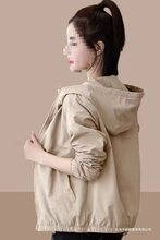 春秋时尚百搭短外套中年女秋季新款韩版纯色连帽上衣开衫休闲夹克