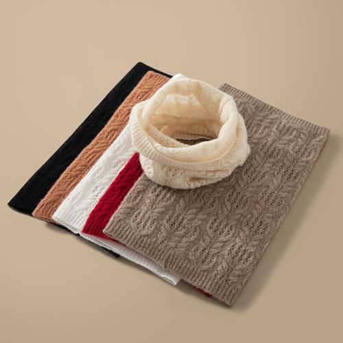 Cashmere scarf 100% full cashmere pure color turtleneck versatile warm neck guard knitted winter new men and women false collar