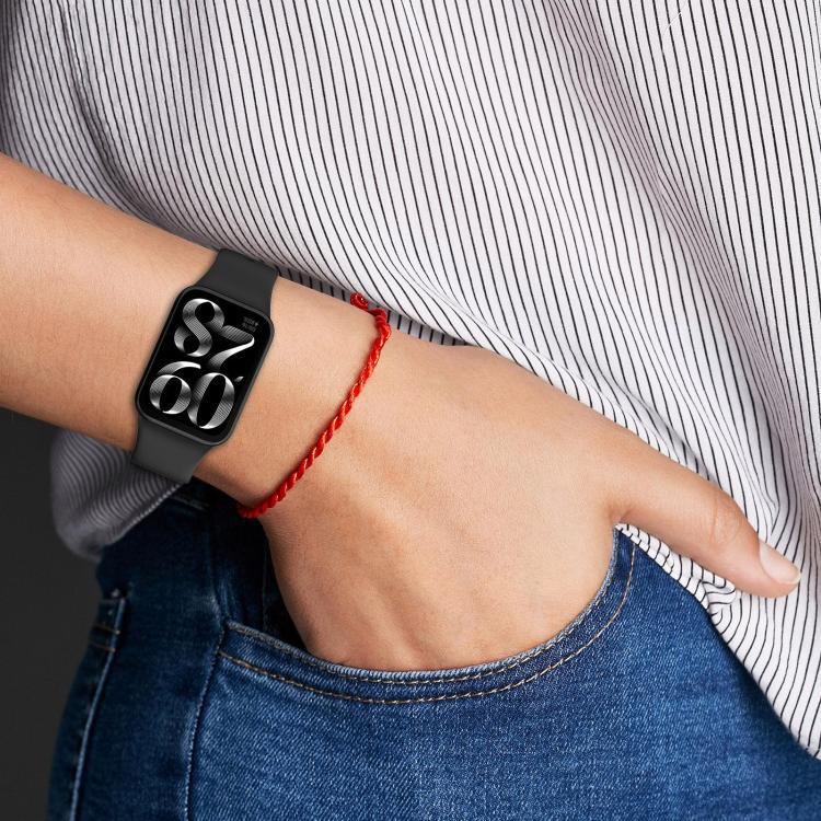 xDfind pulsera de silicona de botón negro sólido para Redmi Watch 6 / Watch 5 / Watch 4 / Xiaomi pulsera 9 Pro