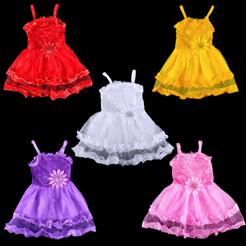 Sunflower Suspender Skirt Summer Style Cute Fluffy Gauze Skirt Girls Performance Sequin Stage Baby Skirt 3-8 Years Old