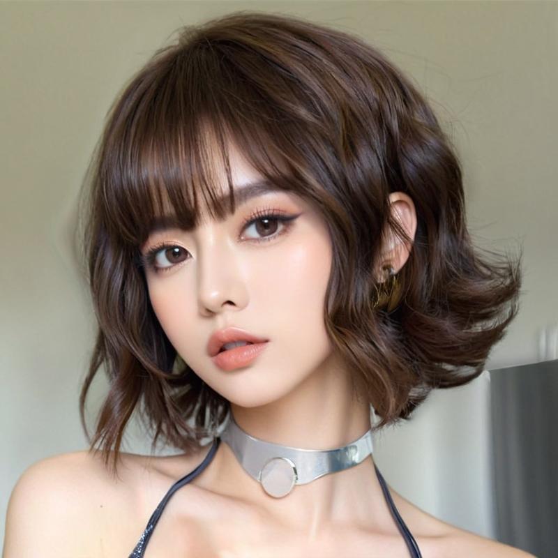 Wig women's short curly hair natural big wave full head cover AliExpress source factory trembles live with goods wholesale