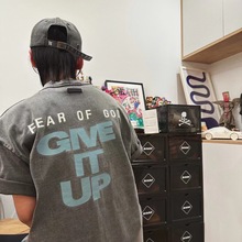 FOG复线ESSENTIALS HHH美成衣水洗做旧字母give it up短袖宽松T恤