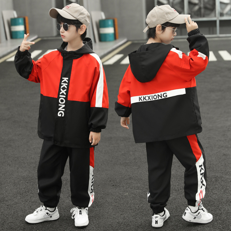 Sportanzug Für Kinder Jungen Kapuzenpullover Zweiteiler Set_voghion.com