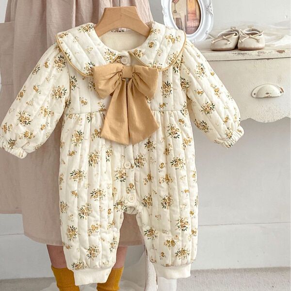 Demi-season warm children's cute long-sleeve with bow