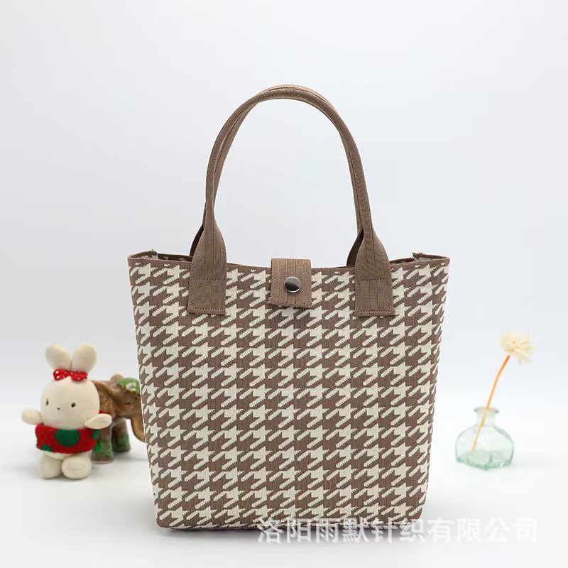 Nuevo bolso de punto de gran capacidad Tote bolso de ocio bolso de mano salvaje estilo coreano tendencia pata de gallo para hombres y mujeres