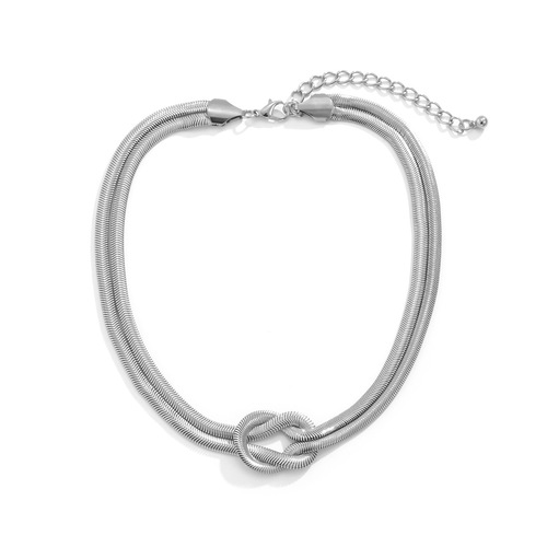 European and American cross-border jewelry, metallic style knotted chain necklace for women, punk style hip-hop geometric clavicle necklace
