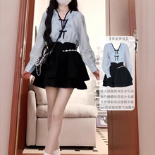 甜美气质衬衫半身裙两件套女士早秋新款设计感学院风休闲时尚套装