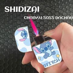 Cute Stitch pink flame gas lighter, good-looking female ins niche windproof can be given to boyfriend