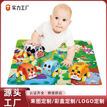 外贸毛绒地毯萌趣动物耳朵布车套装可水洗宝宝小汽车益智玩具定制