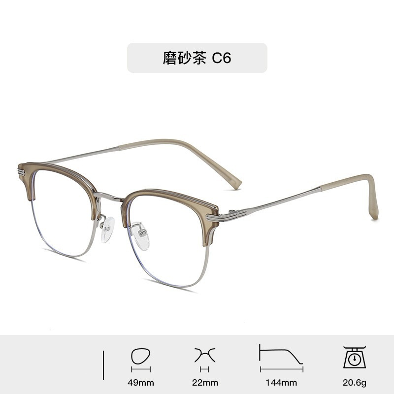 Moda de metal para hombres marcos de gafas comerciales lujosos anti-luz azul gafas de miopía TR90 con espejos de luz