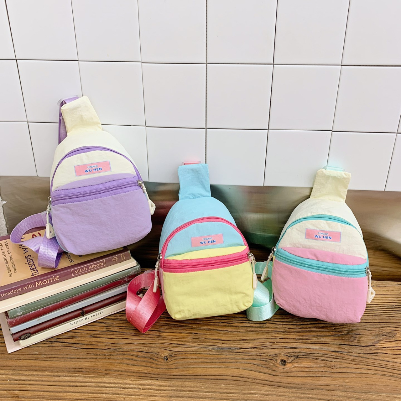Creative Trendy Cute Dopamine-Style Children's Bag, Outdoor Crossbody Bag for Boys and Girls, Color-Blocking Outdoor Sports Backpack