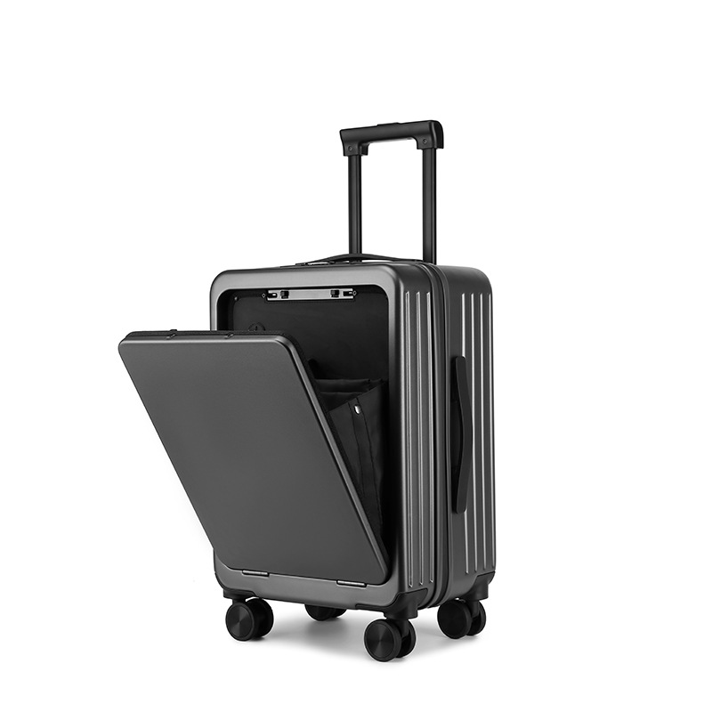 Vali cao cấp 20 inch mở phía trước, khóa số TSA, bánh xe đa hướng, hành lý xách tay bền chắc cho doanh nhân — Xám đậm, Màu đen, Thiết kế Graffiti tùy chỉnh - Màu đen