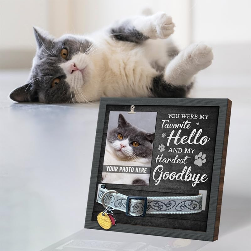Marco DE FOTOS conmemorativo de la mascota de madera puede sostener el collar tridimensional Mesa PET foto marco madera mascota regalo perdido