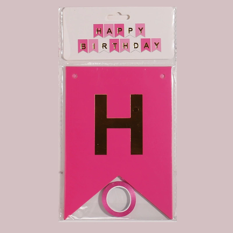 Индивидуальный многоформатный подвесной флаг «Happy Birthday», английские буквы, позолоченные