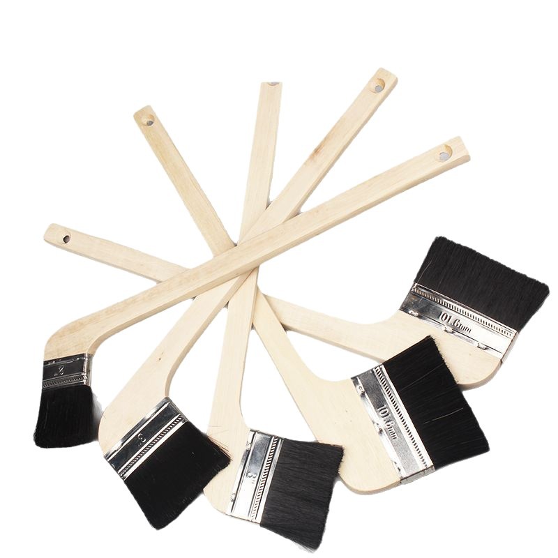 Cepillo de codo de mango largo Cepillo de pelo negro Cepillo de pelo de cerdo con orificio de trompeta Cepillo de limpieza de eliminación de cenizas de máquina herramienta marina Cepillo de pintura de forma especial