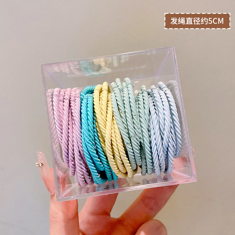 50 piezas en caja ~ banda de goma corbata de pelo femenino cuerda de cuero alta elástica durable pequeña cubierta de cuero Internet celebridad temperamento simple cuerda de pelo