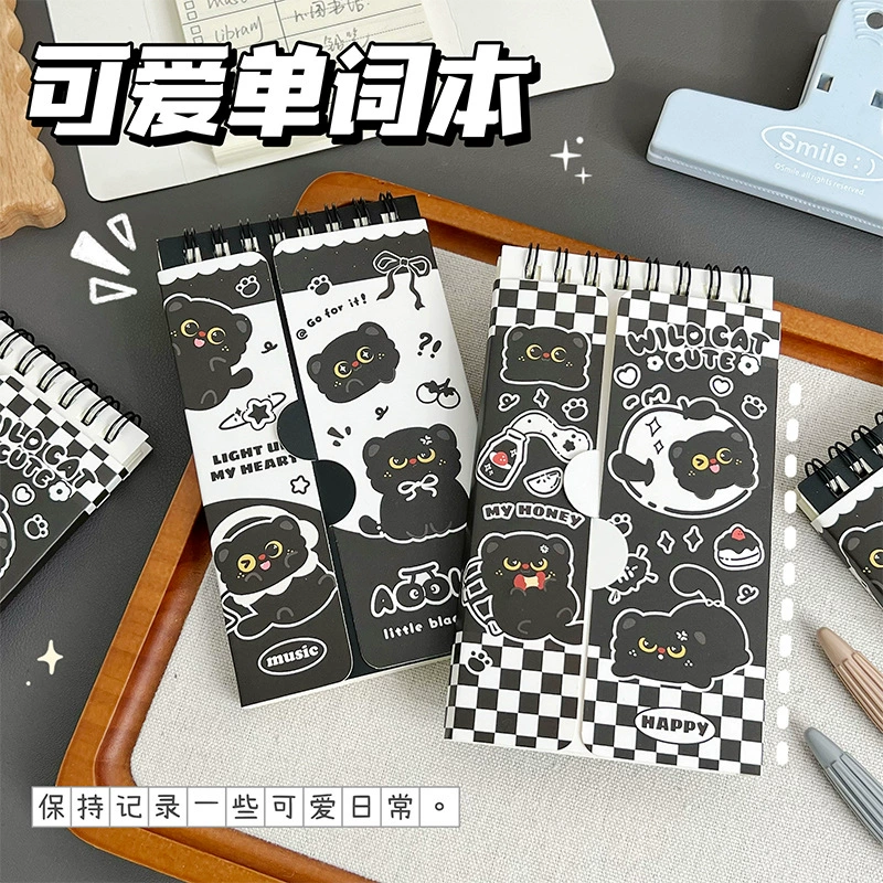 Книга слов «Черный котенок» в стиле ins для учащихся начальной и средней школы, книга для запоминания слов, простой карманный блокнот, который можно закрыть