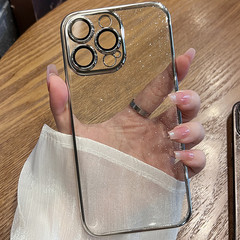 適用iphone15手機殼PC星空11閃粉蘋果15pro輕奢風14小眾13透明13p