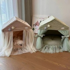 ペットの家のお姫様のベッドのレースの猫の巣の犬のテントは分解して洗うことができます。