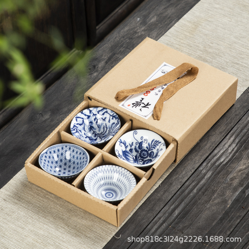 흑백 블루와 화이트 랜덤 4 스타일 버킷 컵 기프트 박스