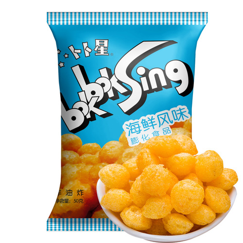 Bubu Xing Puffed Food Non-fried Potato Chips & French Fries 50g Crispy Balls 8090s Childhood Snacks Wholesale Whole Box