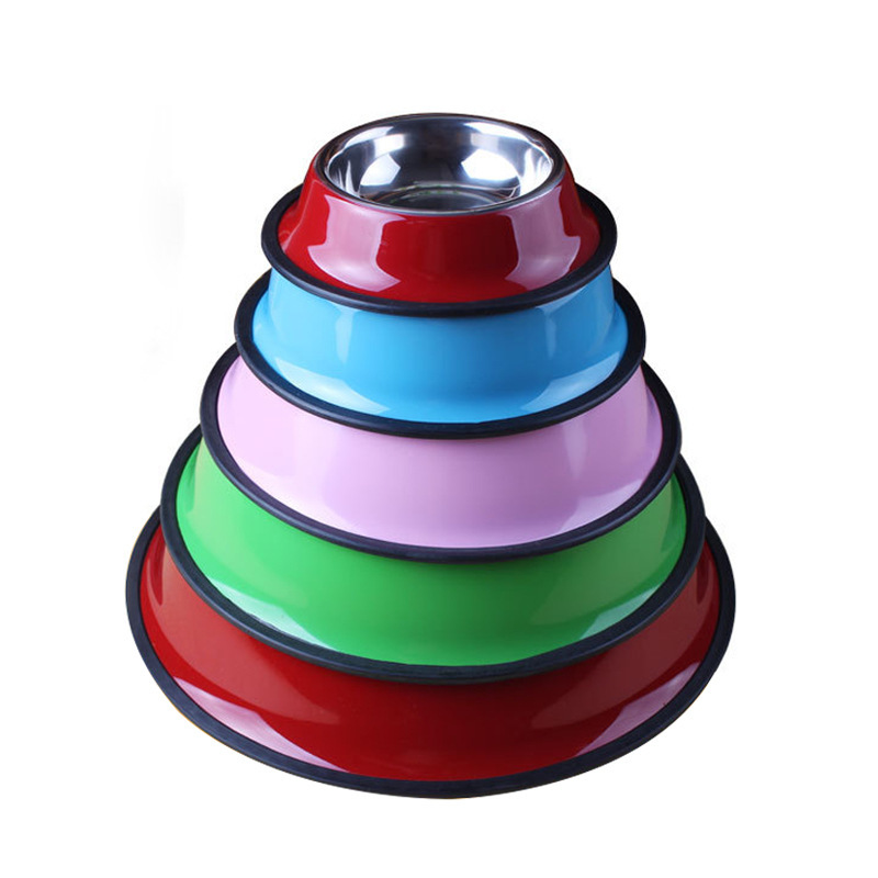 Tazón para mascotas de acero inoxidable de color Tazón para perros de dibujos animados Tazón para gatos Tazón para gatos Pintura para hornear Accesorios para perros Fabricantes de suministros para mascotas al por mayor