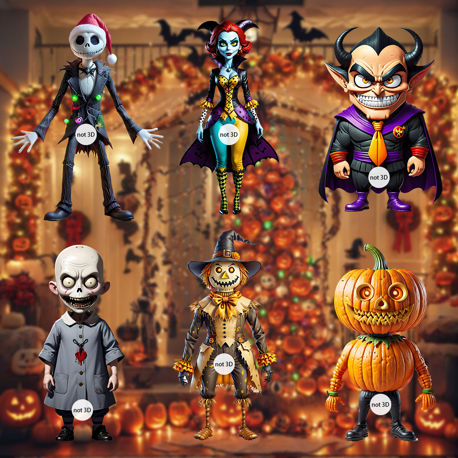 Halloween Noche de Navidad Horror figura plana 2D colgante de calabaza decoración de escena atmósfera de Halloween pequeño colgante
