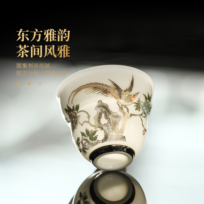磁器のような魅力的な羊脂翡翠白磁ティーセット、軽くて豪華な高級新築祝い、新婚夫婦、長老やリーダーへの誕生日プレゼント|undefined