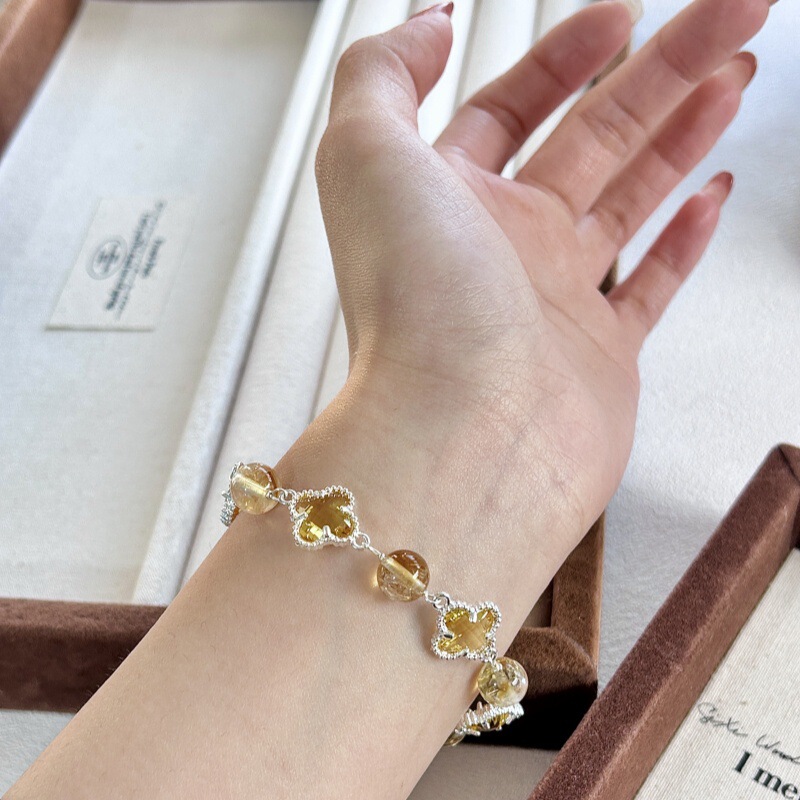 Original Natural Amethyst Citrine Four-leaf Clover Five-flower Bracelet Fantasy Series Bracelet