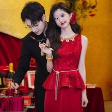 泰勒新中式订婚礼服新款新娘敬酒服宴会礼服领证回门套装红色