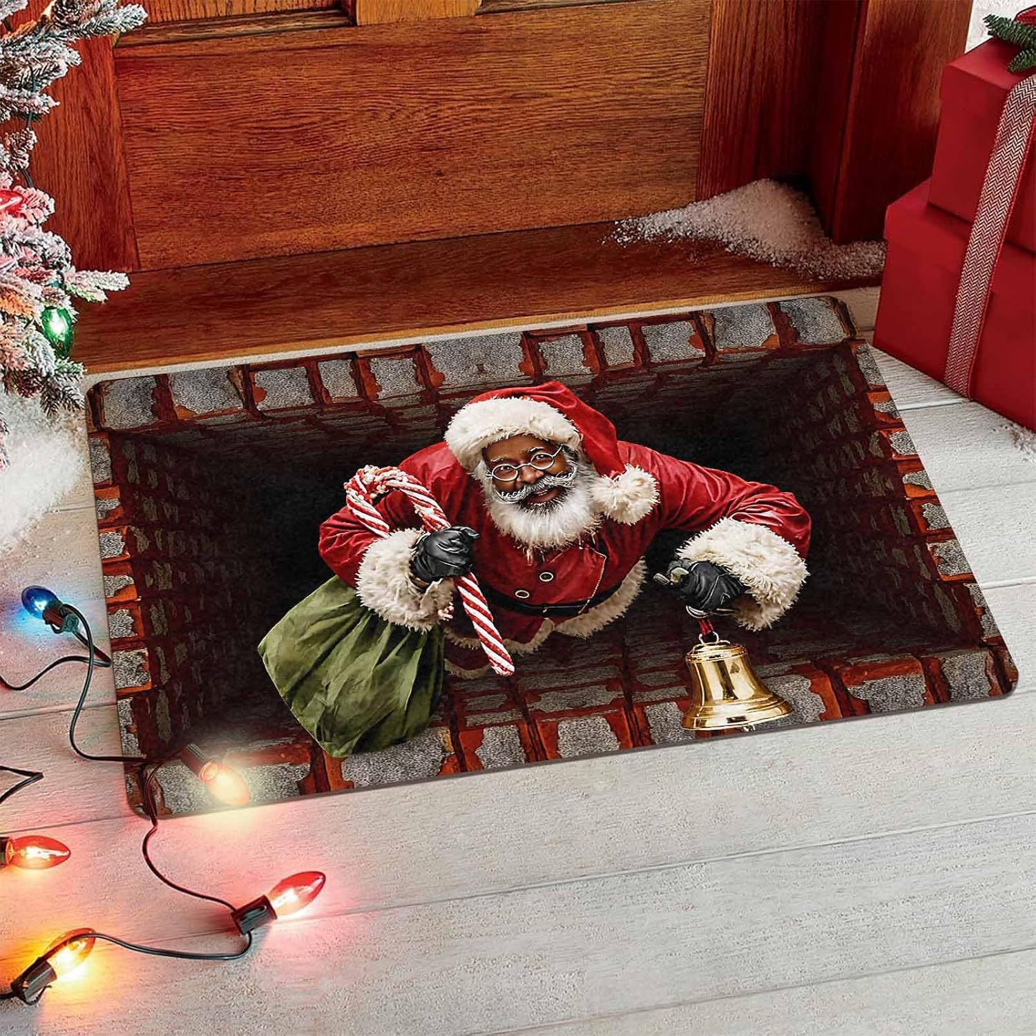 Cross-Border New 3D Visual Christmas Decorative Floor Mat for Entrance Door, Stain-Resistant and Easy to Maintain, In-Stock