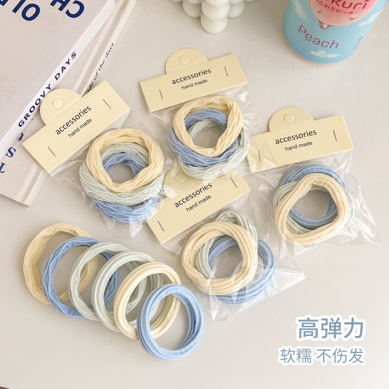 3 ~ sal azul de mar tiras de goma de cabello correa de correa simple anillo de cabello cubierta de cuero negro de alta elasticidad cabello cola de caballo