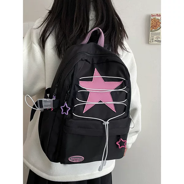 Original Japanese Backpack High-capacity Soft Girl Cute Five-pointed Star Backpack for High-school Students