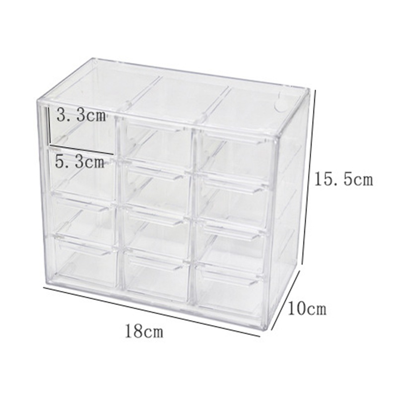 恵司デスクトップ九宮12宮16宮格透明引き出し式分格収納箱数珠アクセサリー整理箱