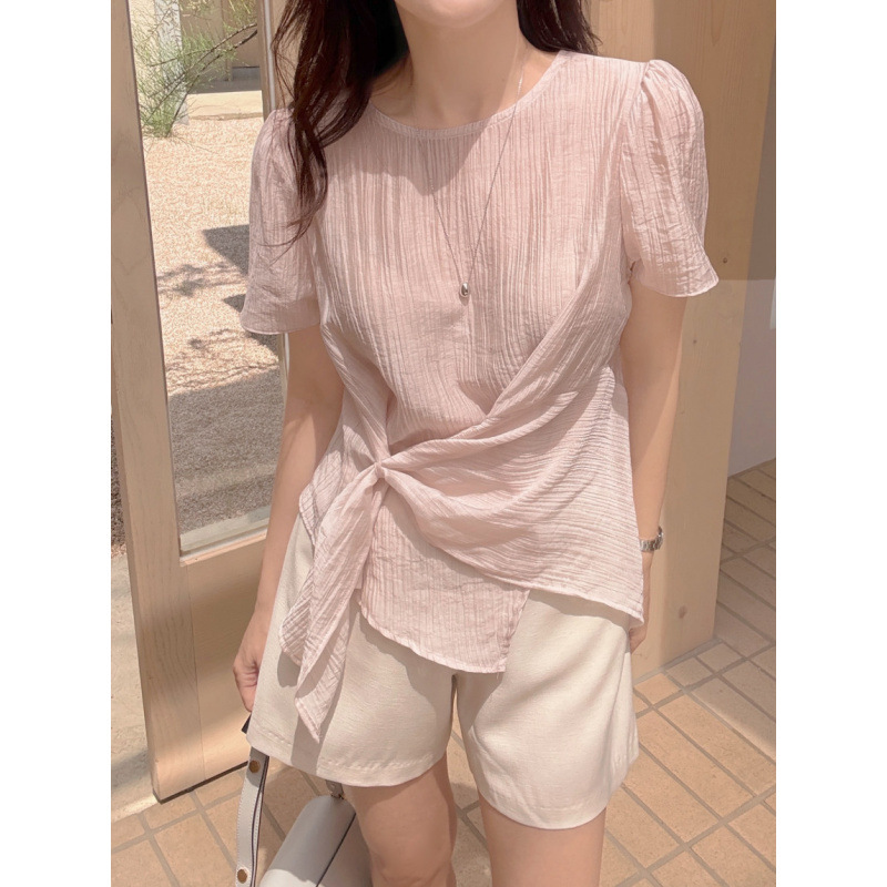 Chic Korean Style Lace-Up Irregular Pullover Shirt Chic Korean Style Lace-Up Irregular Pullover Shirt