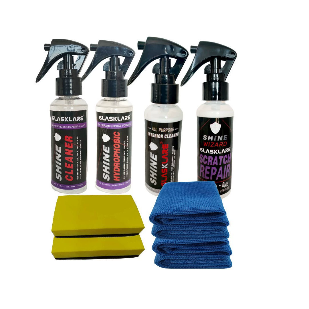 Обезжиривающее средство для стеклянных костюмов + Нанокристаллическое покрытие 9H + средство для ремонта интерьера + средство для ремонта царапин автомобиля